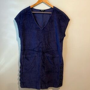 Madewell Corduroy Side Button Shift Dress in Deep Navy size Small